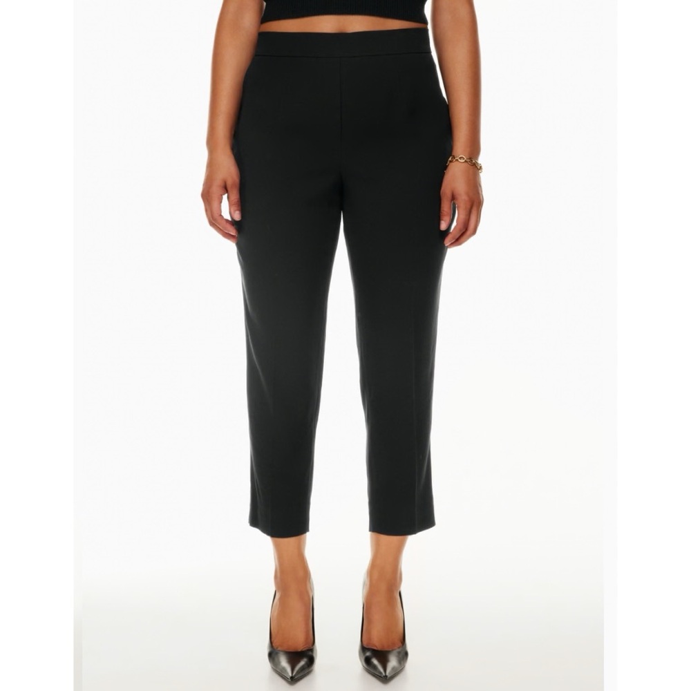 Aritzia Babaton Conan Cropped Pant Crepe Trousers Mid Rise Pull On Slim Leg - Picture 2 of 7